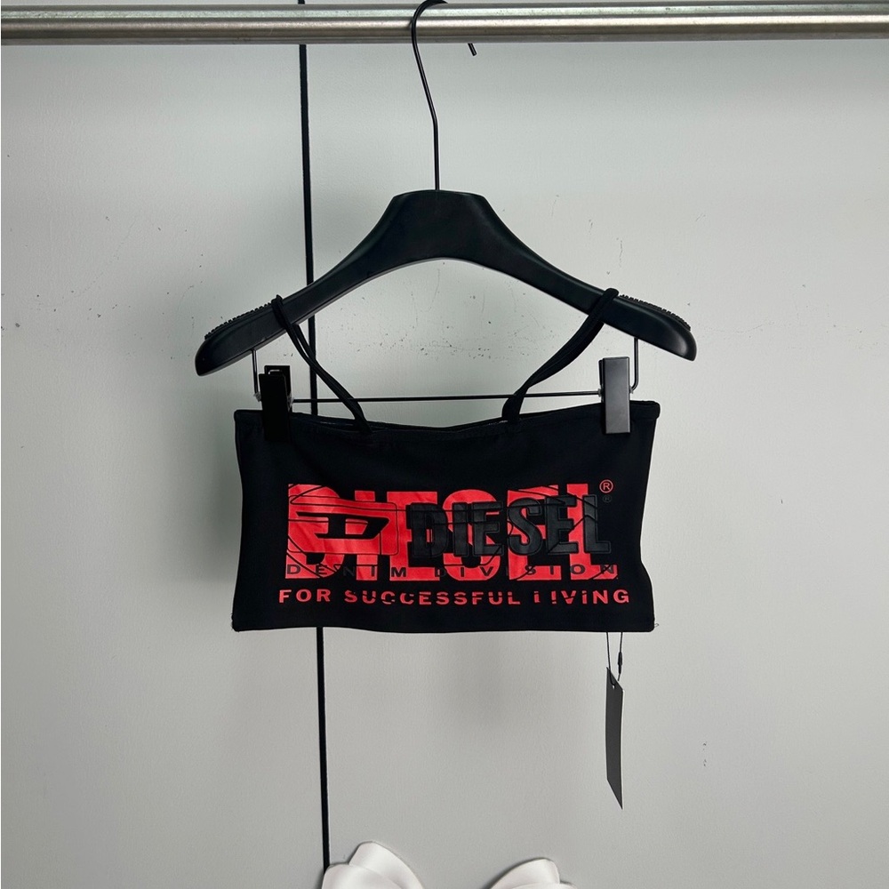 DIESEL Black and Red Y2K Tank Top